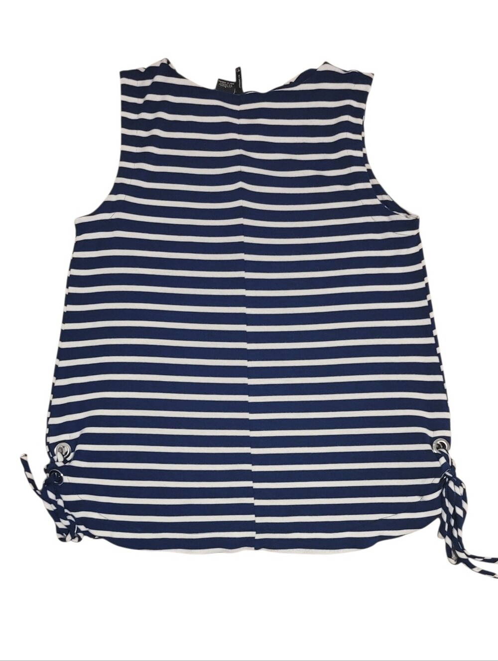 New Directions blue and white striped side tie sleeveless top